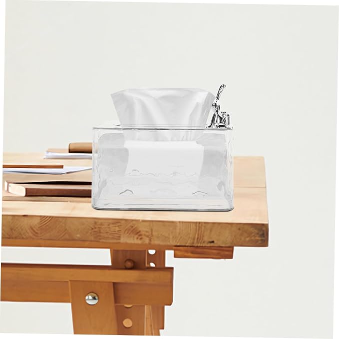 Clear Tissue Box Holder Elegant Tissue Dispenser for Home Office Decor Space-Saving Design Transparent Storage for Easy Item Identification