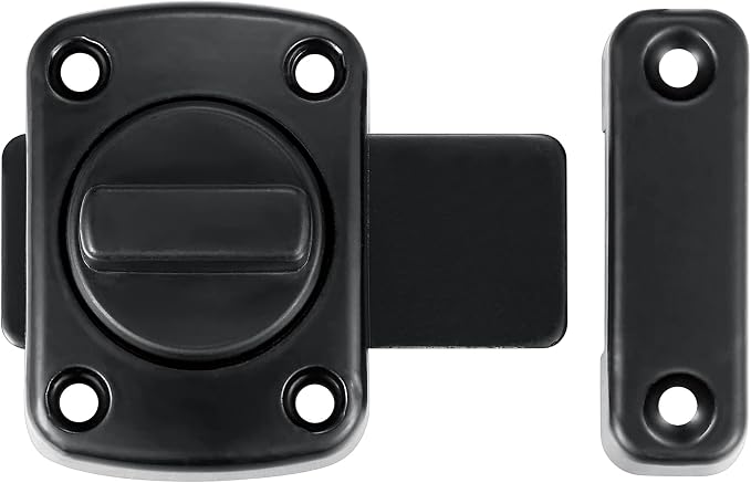 4 Set Black Rotate Bolt Gate Latches,Zinc Alloy Rotary Switch Cabinet Lock | Slide Bolt Latches Lock,Pet Door Lock, for Drawer,Storage Box,Cabinets,Locker, Closet,Pet Cage,Wine Cabinet,Protect Privacy
