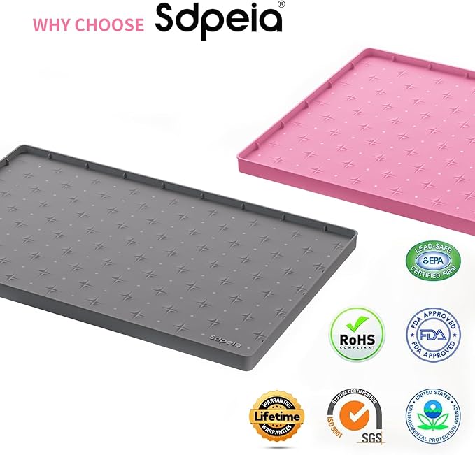 Sdpeia Under Sink Mat 31 in x22 in, Undersink Mats for Bottom of Kitchen Sink Easy to Clean Cabinet Protector with Drain Hole (Grey) Gray
