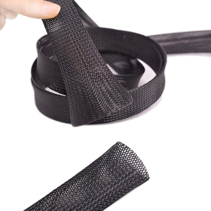 PET Expandable Braided Cable Sleeve Black 1-1/2 Inchx100 FT 1.37"