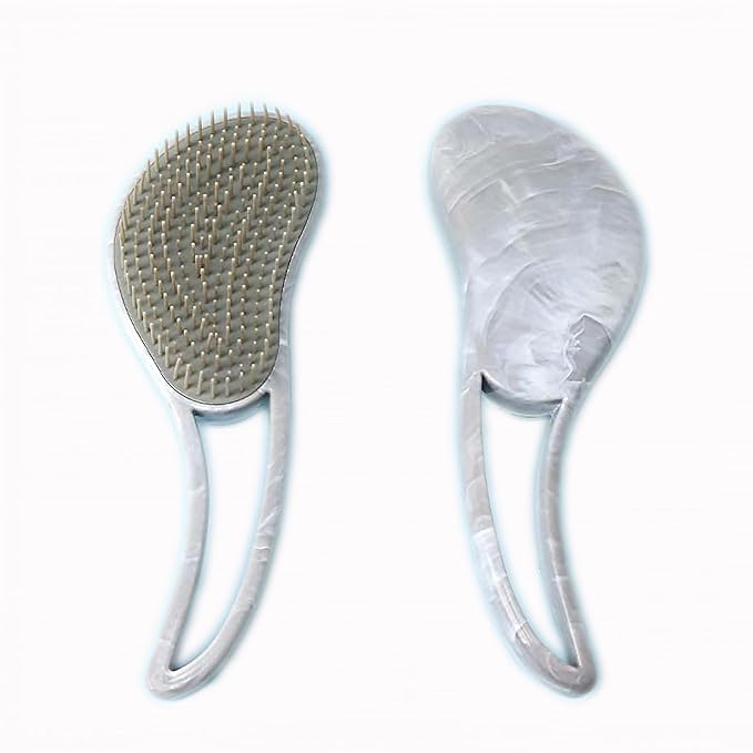 Dog Grooming Brush, Soft Puppy Massage Brush, Pet Hair Bathing Brush Comb, Hangable Grooming Tool for Poodles, Teddy, Yorkies, Maltese, Shih Tzu, Chihuahua (Marble Grain Grey)