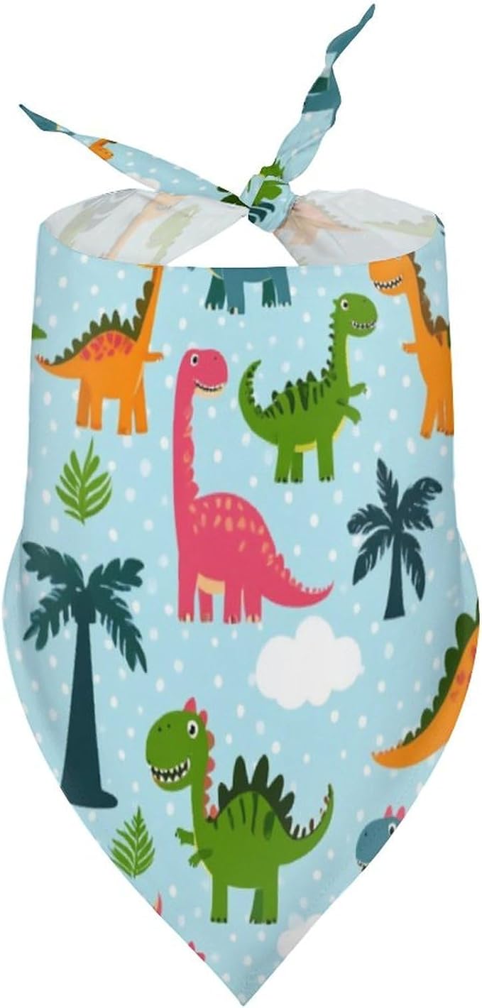 Pet Scarf for Small and Large Dogs Party Supplies, Casual Daily Use, Washable Cute Funny Cartoon Dinosaurs Sky Blue Lightweight Pet Fashion Accessories