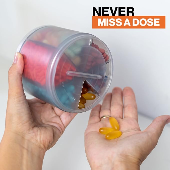 Monster Extra-Large Pill Organizer (5” Tall x 4.25” Wide) – 10 Adjustable Compartments, Easy Dispense Medication & Supplement Dispenser, Monster Fit 10