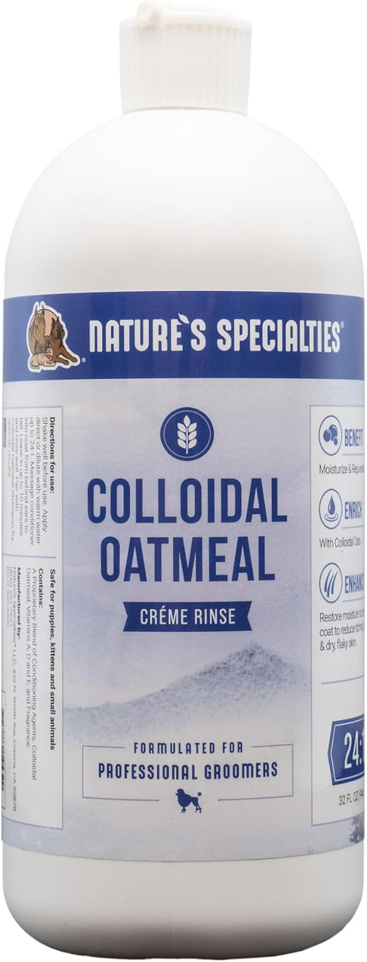 Nature's Specialties Colloidal Oatmeal Creme Rinse Ultra Concentrated Conditioner for Pets, Makes up to 6 Gallons, Relief for Dry Flaky Skin, Made in USA, 32 oz