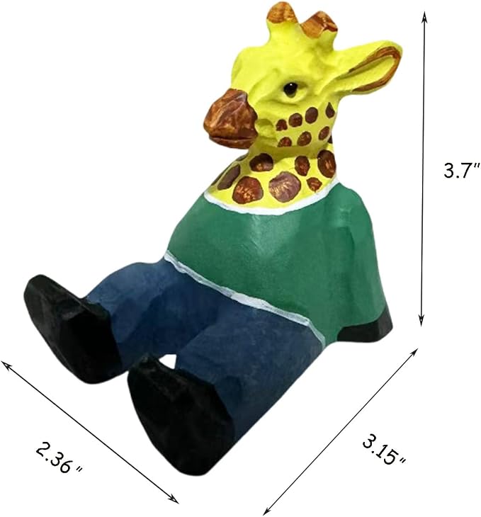 TANG SONG Wood Green-Clad Giraffe Phone Stand Cute Decoration Phone Stand for Tablets