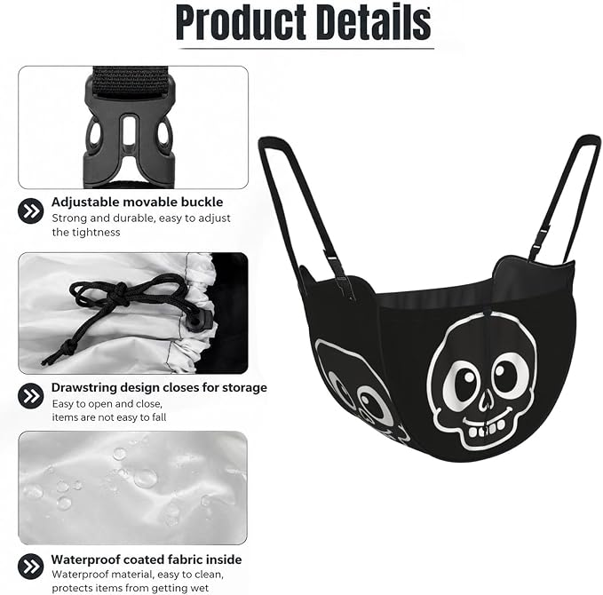 Cute Flat Skull Car Seat Organizer-Backseat Storage Bag for Travel | Waterproof Durable. Holds Snacks Gear Essentials. Fits Most Cars.
