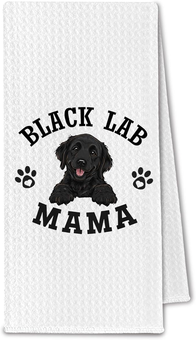 Black Lab Kitchen Towels, Dog Mama Black Labrador Retriever Gifts for Women & Dogs Moms, Dog Lover Gifts Decorative Hand Towels for Bathroom, 16x24 Inch