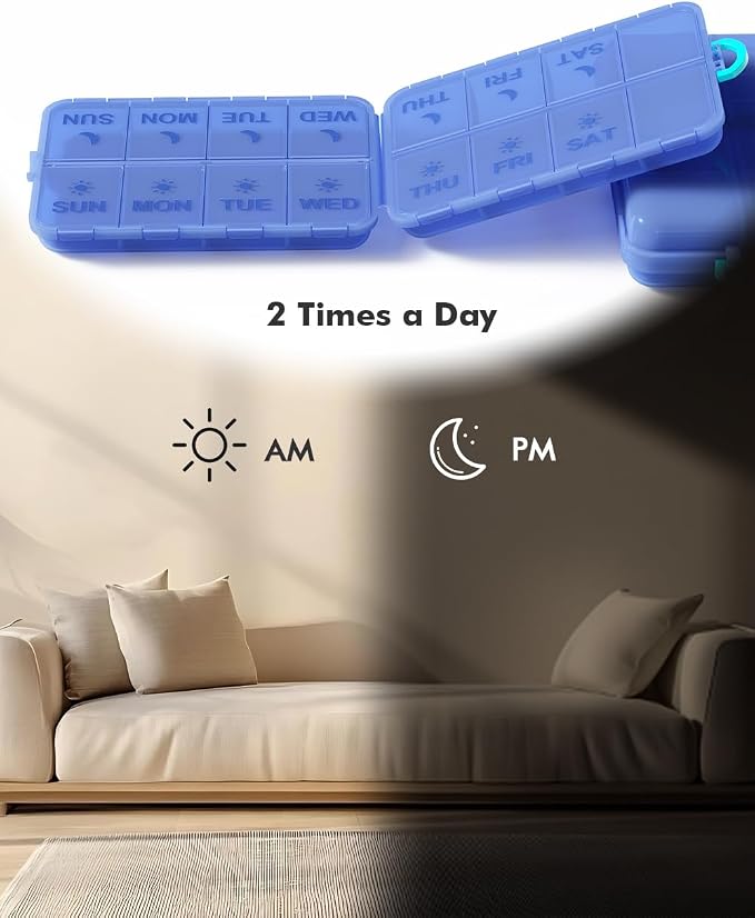 Pill Organizer Travel Medicine Case - Travel Pill Case with Etched Labels, Daily Travel Medicine Case Holder