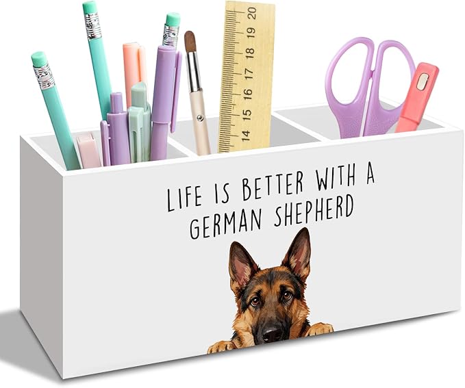 German Shepherd Dog Gifts Pen Pencil Holder for Desk, Funny Dog Lovers Gift Office Desk Accessories, Life Is Better with a German Shepherd Toothbrush Pen Holders Organizer for Bathroom Decor