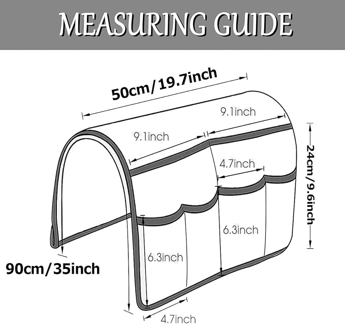 Sofa Armrest Organizer Waterproof Armchair Caddy for Couch Holder Recliner Non Slip with 6 Pockets Magazine Covers Chairs Sofas Arm Twist Pin Furniture Protector Slipcovers(Coffee)