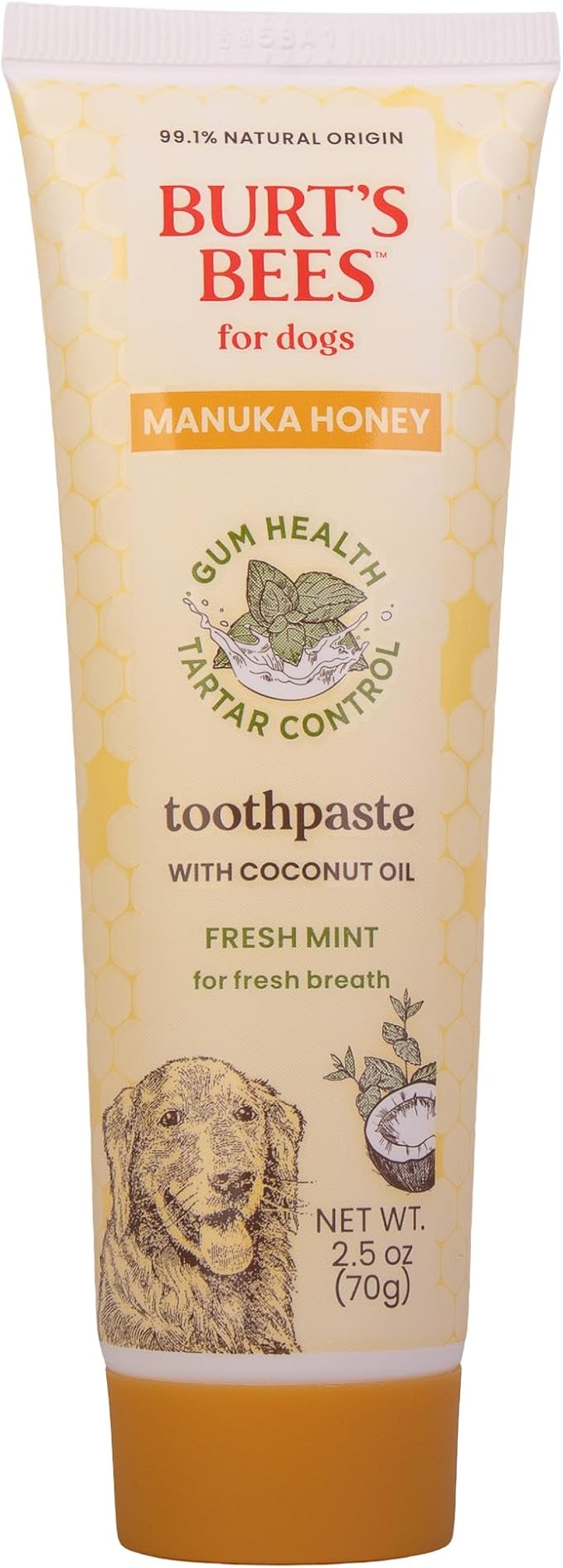 Burt's Bees for Pets Toothpaste for Dogs with Manuka Honey and Coconut Oil for Gum Health & Tartar Control, 99.1% Natural Origin Formula, Fresh Mint Flavor, 2.5 oz