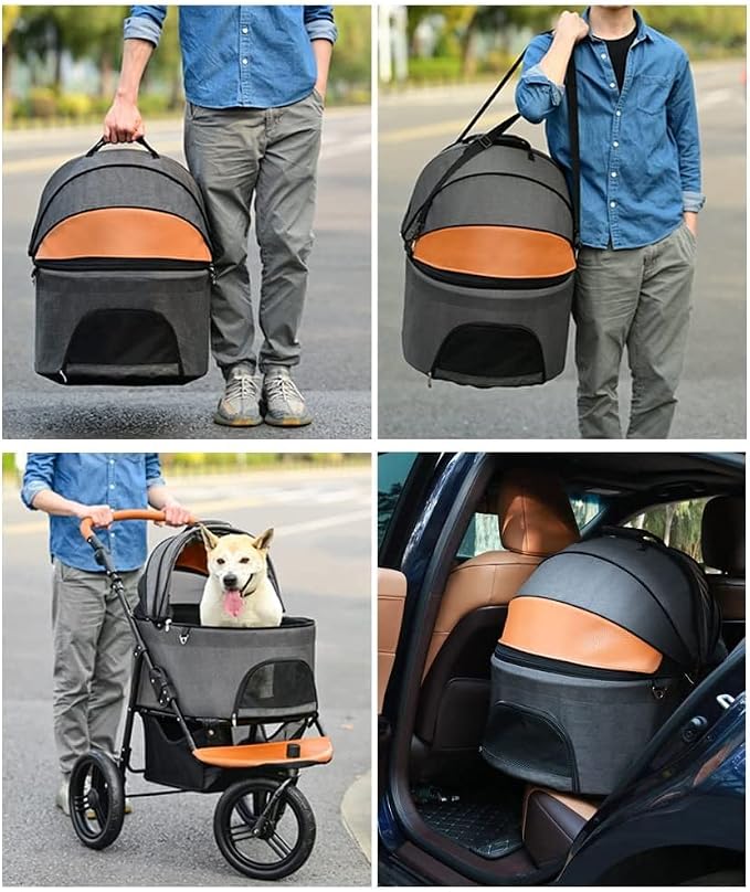 Pet Stroller Strolling Cart for Small Dogs Folding 3 in 1 Stroller for Cats 3 Wheels Travel Waterproof Puppy Strollers