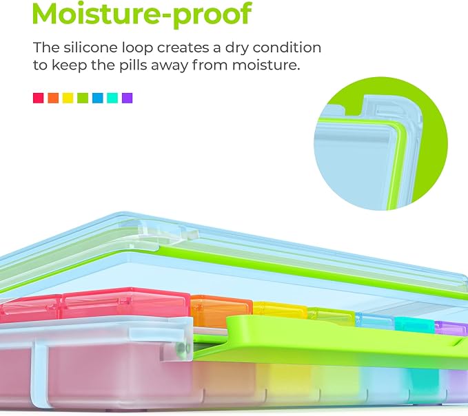 AUVON Large Moisture-Proof Weekly Pill Organizer 4 Times a Day, BPA-Free | 7 Day Pill Box Case with Portable Design for Travel, Removable Individual Containers Hold Vitamins, Supplements, Medications