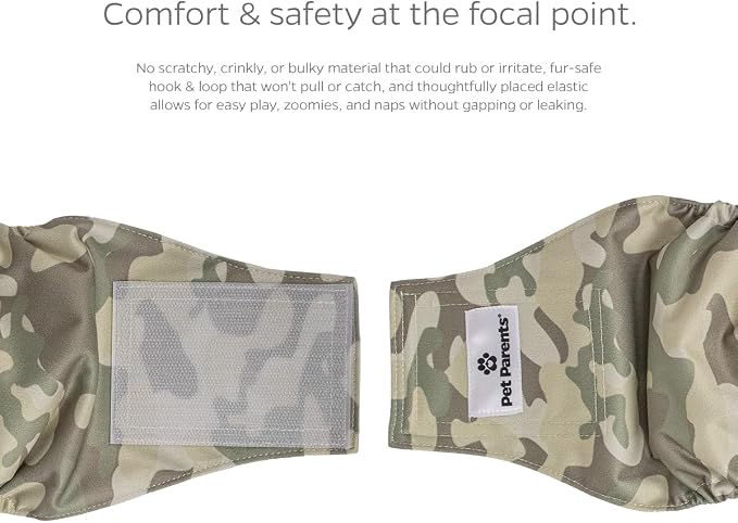 Pet Parents® Washable Belly Bands for Male Dogs (3pack) + Extendrs® of Durable Dog Diapers Male, Premium Male Dog Diapers & Dog Wraps (Medium, Camo)