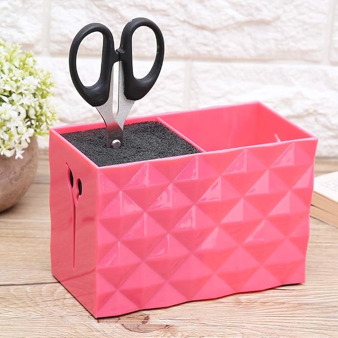 Salon Hairdresser Tool Storage Case Holder Rack for Scissors Combs Clips Organizer, Professional Pet Groomer Shears Rack Holder (Red)