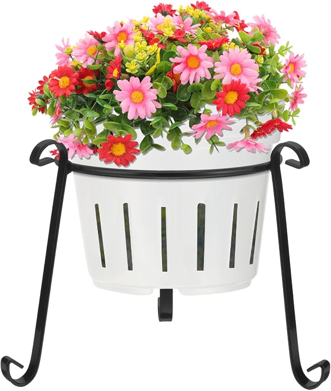 VICASKY Iron Plant Pot Holder Flower Pot Stand Sturdy Iron Material and Good Stability, for Succulent and Gazing Ball Display on Decks and Indoor Use