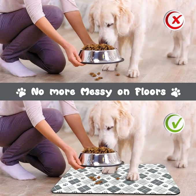 Pet Feeding Mats - Waterproof, Absorbent, 24 x 32 inch for Dogs & Cats