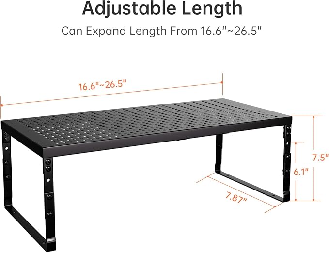 Expandable Adjustable Stackable Kitchen Organizer,Pantry Storage Shelves Racks,for cabinets Shelf, Kitchens, countertops, bathrooms,RV(1Pack/Black,Medium)