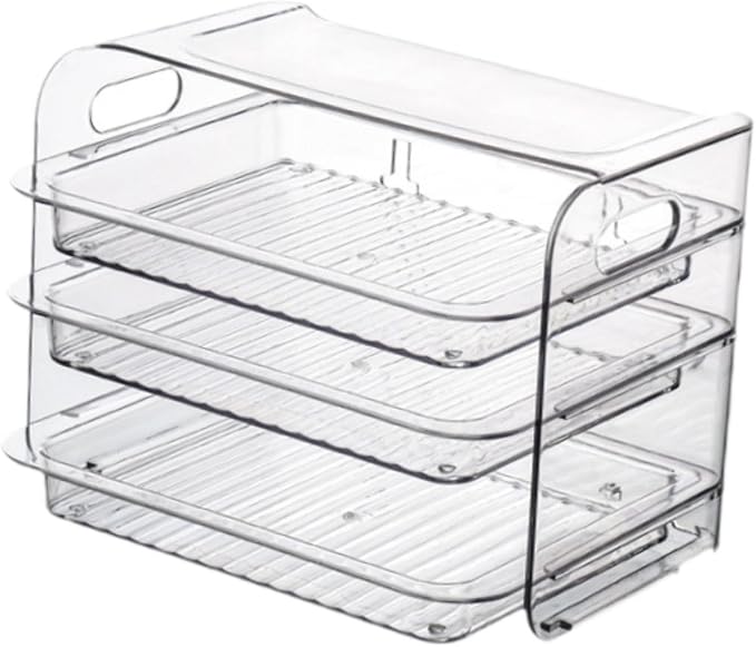 Side Dish Rack Multi Layer Food Prep Tray Vegetable Storage Plate with Pull Out Shelves and Portable Handle in PET Material Suitable for Home Events P, White 3 Layer