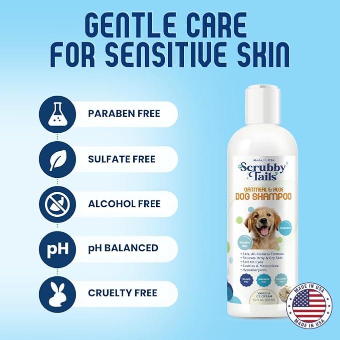 Organic Dog Shampoo - Puppy Oatmeal Shampoo for Itchy Skin Relief - Hypoallergenic for Sensitive Skin, for Groomers & Professionals, Made in USA, 1 Gallon (Vanilla Ice Cream)
