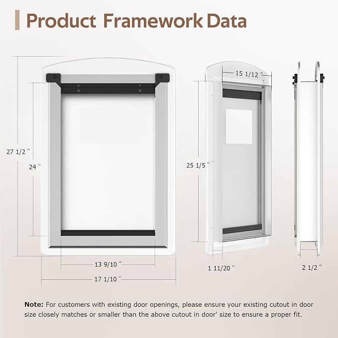 Extra Large Dog Door for Exterior & Interior Doors with Steel Frame | Magnetic Double Flaps, Telescoping Tunnel, 2 Sliding Lock Panels, Weather-Resistant, Fits Dogs Up to 220LBS