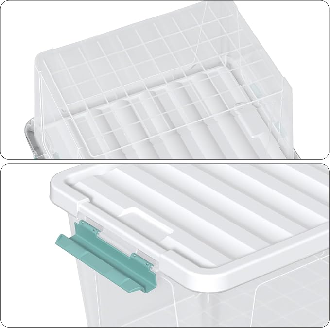 35 Qt Plastic Storage Bin with Lid, Clear Latch Storage Box, 4-Pack