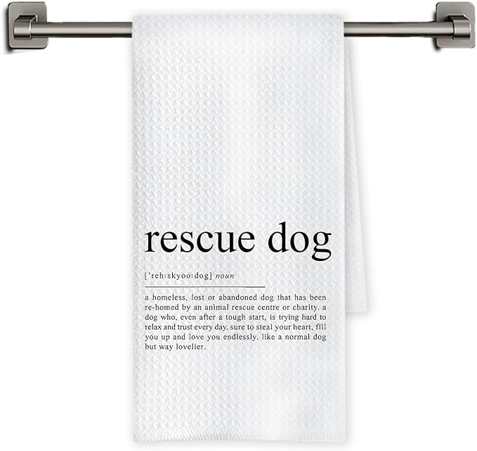 Chicimln Rescue Dog Definition Kitchen Towels, Rescue Dog Lover Gifts Decorative Hand Towels for Bathroom, Dogs Lover Mom Dad Gifts Dish Tea Towel Drying Cloth for Kitchen Decor, 16x24 Inch