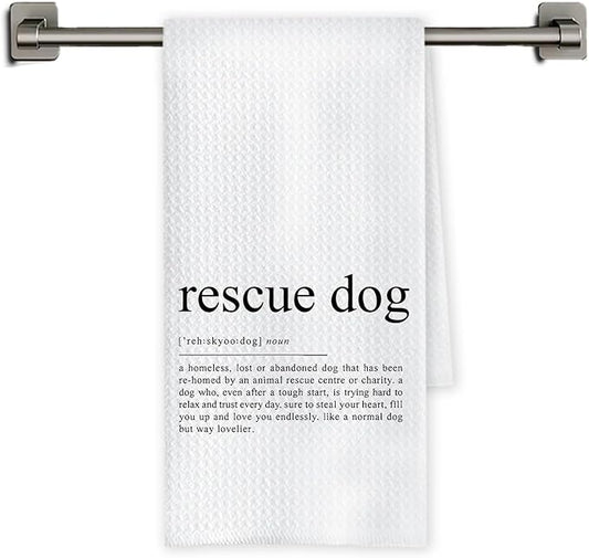 Chicimln Rescue Dog Definition Kitchen Towels, Rescue Dog Lover Gifts Decorative Hand Towels for Bathroom, Dogs Lover Mom Dad Gifts Dish Tea Towel Drying Cloth for Kitchen Decor, 16x24 Inch