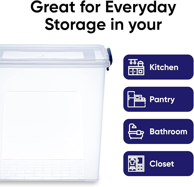 Superio 14.7 Quart Clear Plastic Storage Boxes with Lids, Stackable Organizer Containers, BPA-Free Storage Bins for Home, Office, School & Dorm, 4 Pack