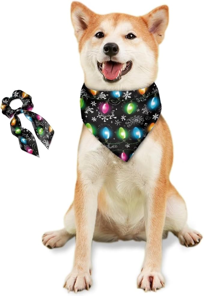 COEQINE Christmas Dog Bandanas Female Costume Hair Tie Bracelets for Women Matching Dog Fall Bandana Adjustable fit Small Medium Large Pet Non Slip
