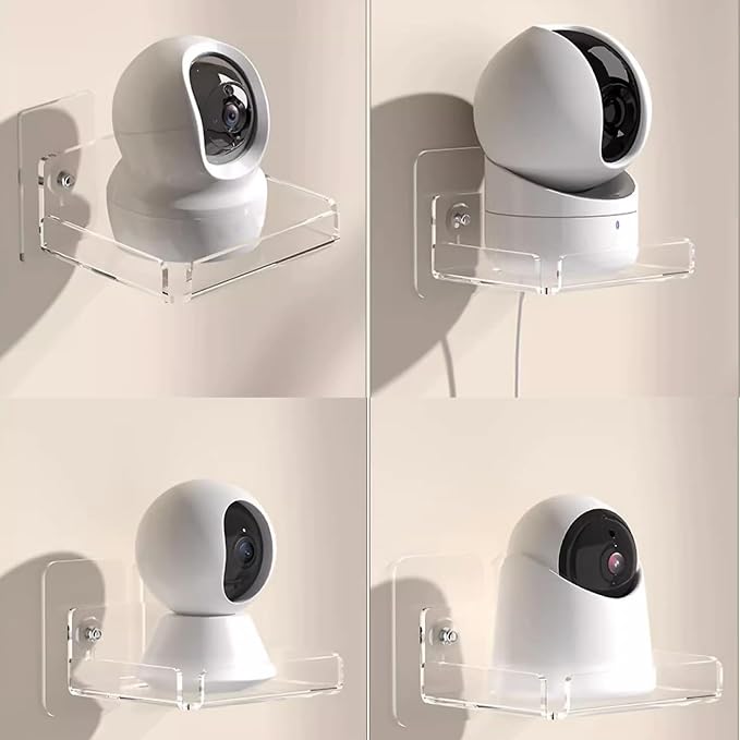 2 PCS No Drill Wall-Mount Shelf for Security Cameras, Floating Security Camera Wall Holder for Pet Monitor Indoor Camera and Speakers, Non-Trace Wall Bracket for Nest, Blink, Indoor Cams