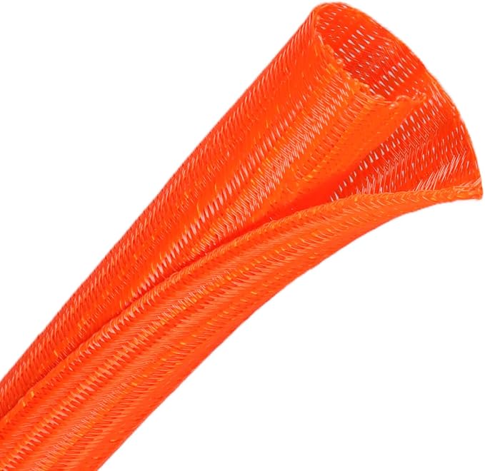 Wire Loom Tubing, 10ft Split Braided Cable Management Sleeve, Flexible Mesh Cord Protector Cable Sleeve for TV Computer (Orange, 3/8")