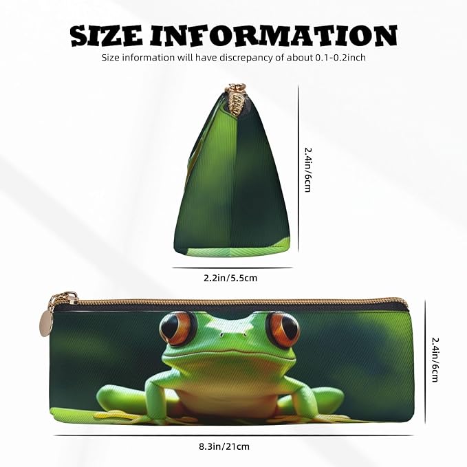 Leather Pen Case with Zipper - Aesthetic Pen Holder Cute Frog Pencil Case for Women & Men - Handcrafted Pencil Bag Multi-Functional Travel Cosmetic Case for Work Office Tool Pouch