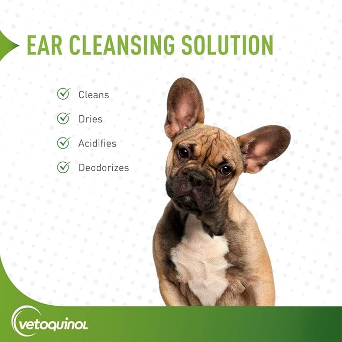 Vetoquinol Ear Cleansing Solution - Gentle Cleaner to Remove Dirt & Debris - Easy-to-Use Drops for Cats & Dogs - Support Clean and Fresh-Smelling Ears - Ideal for Routine Pet Hygiene - 1 Gallon