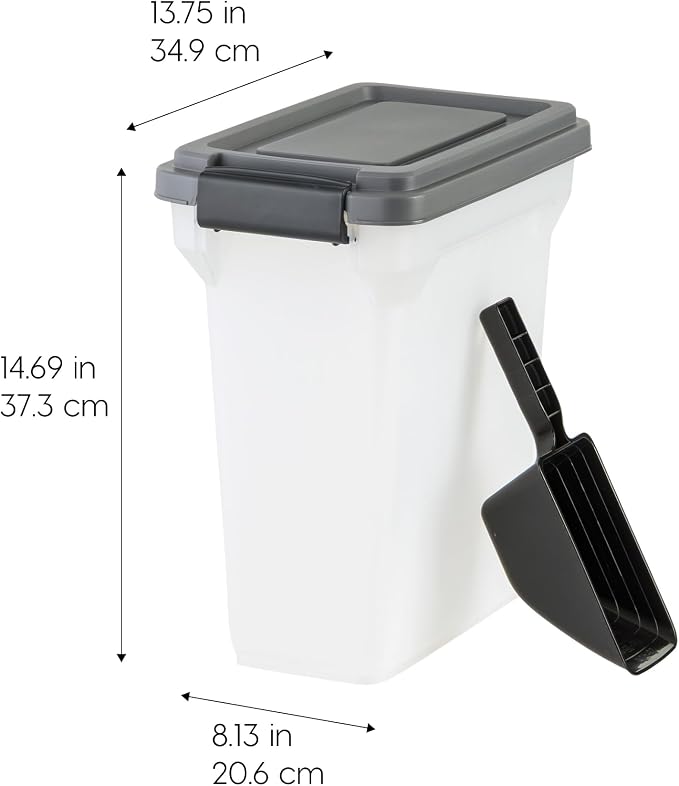 IRIS USA Dog Food Storage Container, Up to 13 lbs, Dark Gray, Made in USA | Includes 2-Cup Scoop, Airtight Seal, BPA-Free, Bird Seed, Cat food, Treats, Keeps Kibble Fresh, Pellets