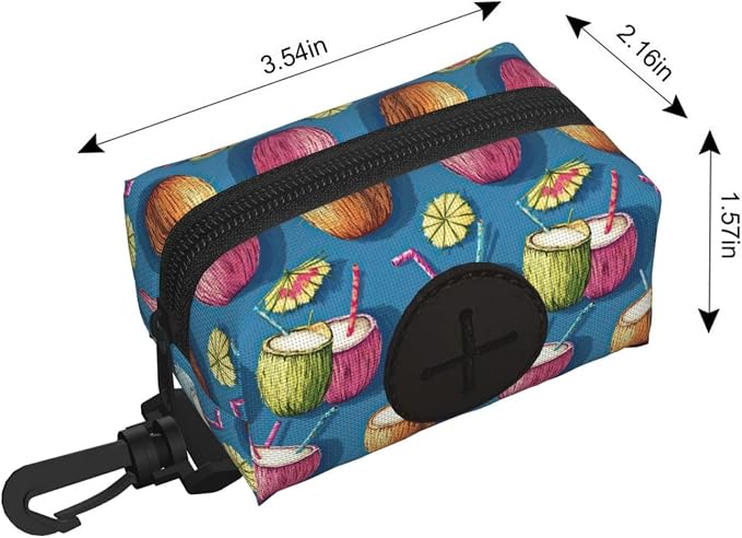 Coconut Drinks Pet Waste Bag Dispenser 0.2L | Portable Dog Poop Holder Waste Bag With Zipper Park Doggy Walking Accessory