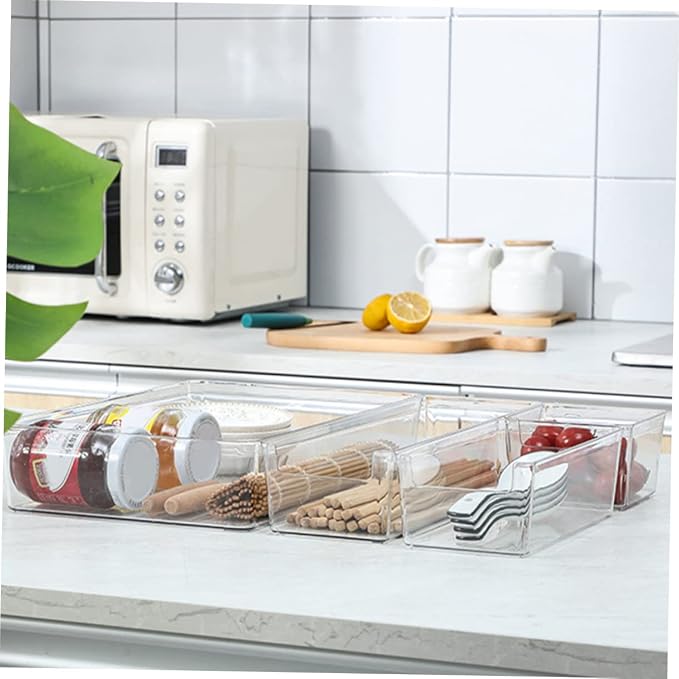 HOMSFOU 2pcs PET Drawer Organizing Boxes Dividers Desktop Storage for Office Supplies Makeup and Sundries for Home and Office Use