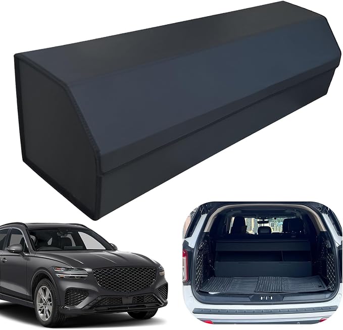 Car Trunk Organizer for For Genesis GV70 - Custom Fit,Easy Installation，Large Space Outdoor Trunk Organizer with Leather,Hook and Loop Fastener,4-Layer Cover,For Genesis GV70 2022-2025