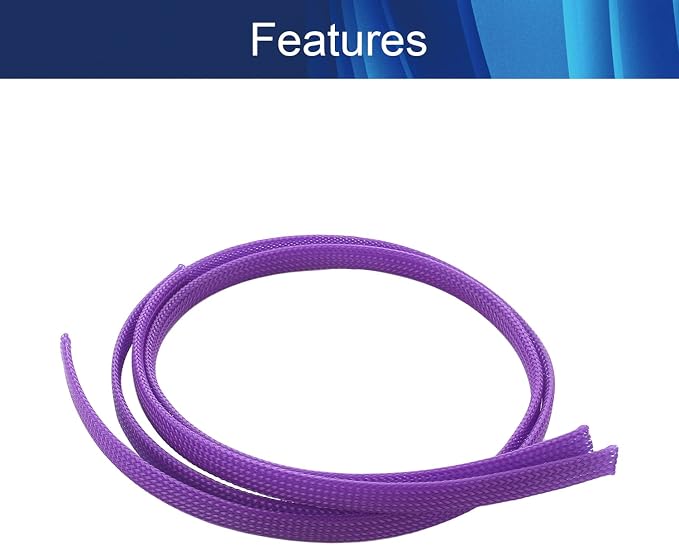 Jutagoss PET Expandable Braided Cable Sleeve, 1.64ft - 5/16 inch Purple Cable Management Sleeve, Wire Loom Tube Cord Protector for USB Cable, Power Cord, Audio Video and More, 1Pc