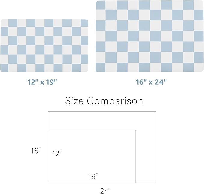 Ralxion Checkered Dog Feeding Mat, Absorbent Mats for Dog Food and Water Bowl, Dispenser, Retro Aesthetic Light Blue Checkerboard Pet Placemat for Dogs, Cats, Puppy Accessories, 16" X 24”
