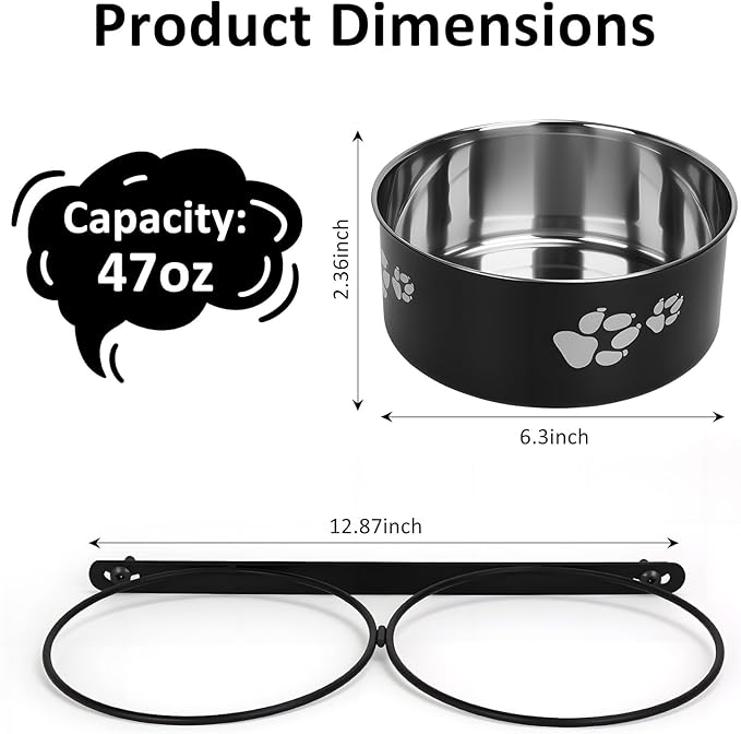 Kennel Water Bowl Hanging, 2 Pack Dog Crate Bowls, No Spill Dog Crate Water Bowl, Food Bowls for Kennel Cage Crates Mountable, 6.3*6.3*2.75 inches for Medium and Small Dog Cat Bunny Guinea Pig Ferret
