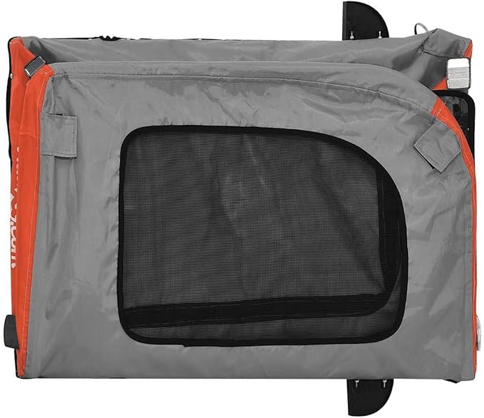 Pet Bike Trailer for Small Dogs, Foldable Bicycle Cargo Trailer with Iron Frame and Oxford Fabric, Orange and Gray