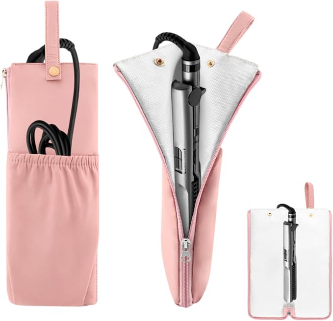 2-in-1 Hot Tools Travel Bag, Heat Resistant Holder & Mat for Hot Tools | Hair Straighteners Curling Iron Flat Iron Hair Tool & Hot Tools Bag