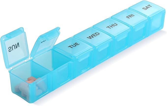 Pill Organizer Pink XL Extra Large Weekly ﻿ | Portable Medicine, Daily Pill Cases for Pills/Vitamin/Fish Oil/Supplements