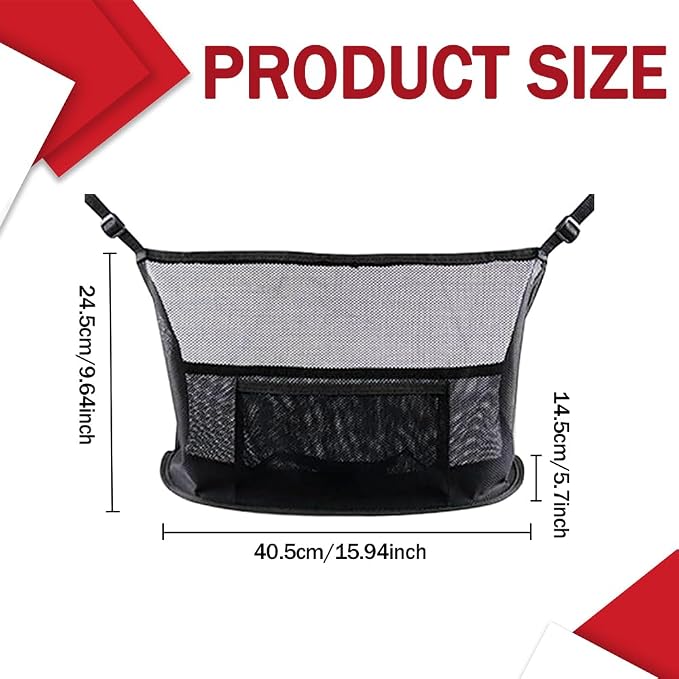 Car Net Pocket Handbag Holder - Auto Net Pocket Purse Holder Between Front Seats Car Storage Organizer, Universal Interior Accessories Barrier of Backseat Pet Kids (Black)