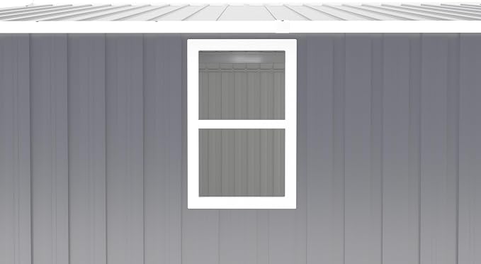 10x12 FT Outdoor Metal Storage Shed, Large Storage Shed with Two Daylight Windows, Outdoor Tool Shed with 0.23mm Color Steel Plate and Surface Protective Film, Dark Grey