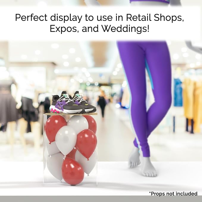 Marketing Holders 12" x 12" x 16" Clear Acrylic Display Box with One Open Side No Lid Versatile Tall Retail Product Riser Storage Bin or Wedding Floral Centerpiece Pedestal