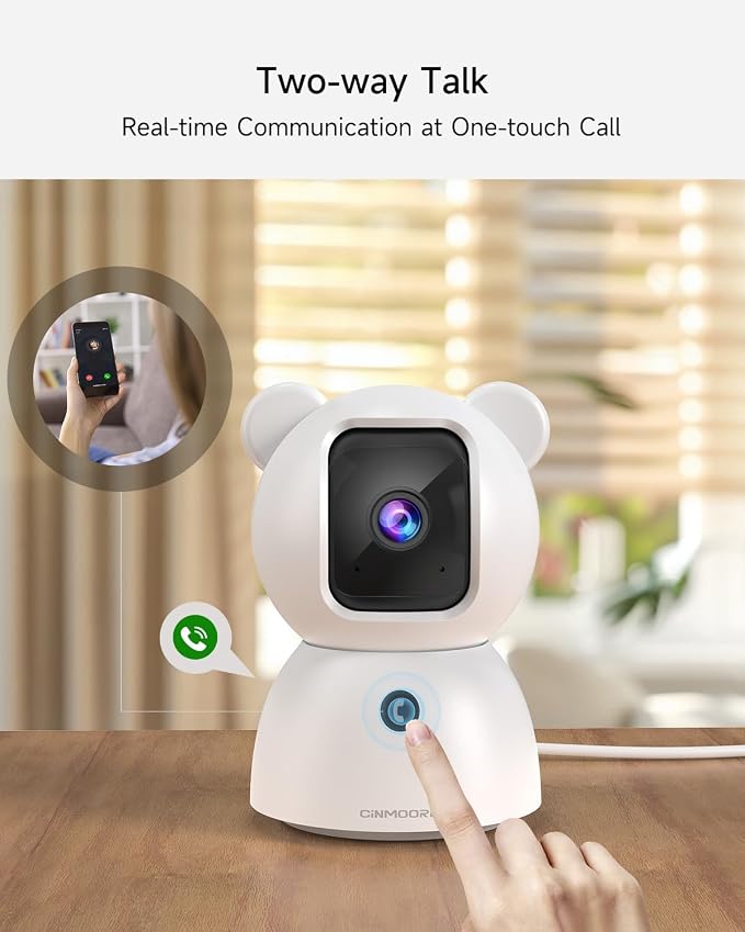 4MP Camera for Home Security, Free 32GB SD Card, Non-Subscription AI Human/Pet/Crying Detection, 2.5K Dog Cat Pet Camera with Phone APP, 360° Coverage, 2-Way Talk, IR Night Vision, 2.4G WiFi
