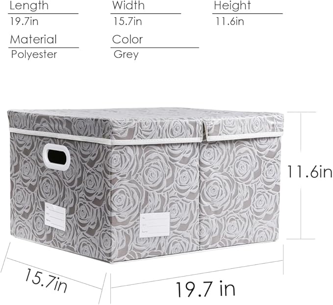 Extra Large Collapsible Storage Boxes with Lids Fabric Decorative Storage Bins Cubes Organizer Baskets with Cover Handles Divider for Bedroom Closet Living Room 19.6x15.7x11.8 Inch 3 Pack