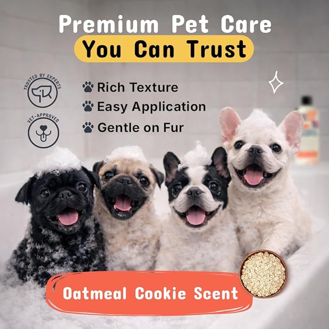 Pets Are Kids Too Oatmeal Dog Shampoo Baking Soda Hypoallergenic Anti Itch Moisturizing Soothing Deodorizing Pet Care Safe Puppy Shampoo Sensitive Skin Cat Shampoo - Coconut Based Cleanser 17 fl oz